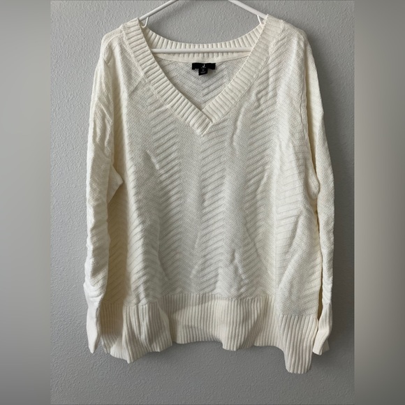J Jason Wu Solid Chevron Sweater - Cream (1X) A452607 - Picture 3 of 4